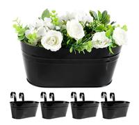 ABSDON Kit 4pcs Macetas Colgantes de Metal Colores Macetero Colgar con Doble Ganchos Desmontables para Decoración Exterior Balcón Jardín Patio Pared Terraza