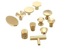 ABSDWIF SimpleLife - Perilla hexagonal de latón macizo estilo nórdico para armario, tirador de puerta, color latón (34 x 21 mm, estilo V)