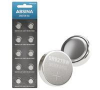 ABSINA 10x Pila SR927W de botón para Reloj 1,55V óxido de Plata - Pila SR927SW / AG7 / LR927 / 395/399 a Prueba de Fugas y de Larga duración - SR927 Pilas
