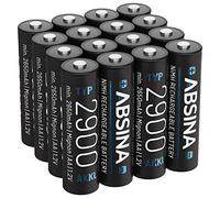 ABSINA 16x Pilas Recargables AA 2900 NiMH 1,2V & mín. 2650mAh - Pila recarregáveis para Dispositivos de Alto Consumo - Bateria Recargable para Wii y Controles Xbox
