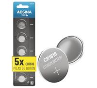 ABSINA 5X Pila CR1616 3V Litio - batería CR 1616 a Prueba de Fugas y de Larga duración - Pilas Boton, Pila Mando Coche