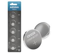 ABSINA 5X Pilas Boton CR1220 3V - CR 1220 Pilas para Reloj Swatch antifugas & Larga duración - Pila Boton 3 voltios para Llaves de Coche, Reloj y más