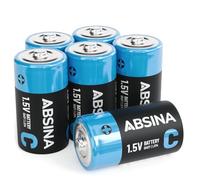ABSINA 6X Pilas C LR14 1.5V alcalinas - Pilas LR14 de Larga duración para Linterna, Juguetes y más - Pila Tipo C gordas Grandes Redondas