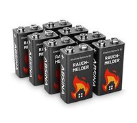 ABSINA 8X Pila 9V alcalina para Detector de Humo - Pilas 9V 6LR61 alcalinas de Larga duración para detectores de Incendio y monóxido de Carbono