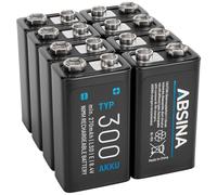 ABSINA 8X Pilas 9V Recargables 300 con Baja Autodescarga - Pila 9V de Bloque NiMH con 8,4V y al Menos 270mAh - Pila 9V Recargable, 9V Battery, bateria 9V, Pila 9V 6LR61, Pila Recargable 9V, 6F22 9V