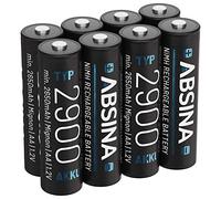 ABSINA 8X Pilas Recargables AA 2900 NiMH - Pila Recargable AA 1,2V & mín. 2650mAh - Pilhas recarregáveis AA para Dispositivos de Alto Consumo - Bateria AA Recargable para Wii y Controles Xbox