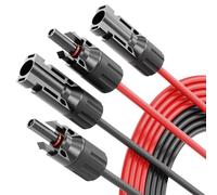 ABSINA Cable Solar Negro y Rojo H1Z2Z2-K 2x5m 4mm² Resistente a UV Para Panel y Placa Solar Con Enchufe