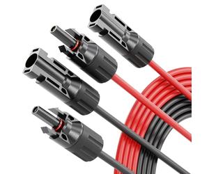ABSINA Cable Solar Negro y Rojo H1Z2Z2-K 2x5m 4mm² Resistente a UV Para Panel y Placa Solar Con Enchufe