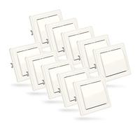 ABSINA Interruptor en cruz empotrado en blanco - 10x interruptor 250V AC, 10A, IP20 incl. marco, inserto empotrado y tapa - interruptor de luz, interruptor basculante, interruptor de palanca