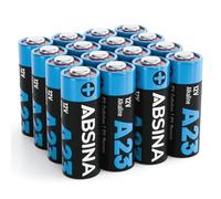 ABSINA Pila 23A 12V para abridores de Puertas Garaje y Mucho más | Paquete de 16 - Pilas 12V 23A Alcalina a Prueba Fugas y Larga duración