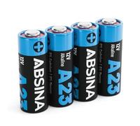 ABSINA Pila 23A 12V para abridores de Puertas Garaje y Mucho más | Paquete de 4 - Pilas 12V 23A Alcalina a Prueba Fugas y Larga duración