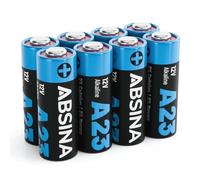 ABSINA Pila 23A 12V para abridores de Puertas Garaje y Mucho más | Paquete de 8 - Pilas 12V 23A Alcalina a Prueba Fugas y Larga duración