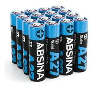ABSINA Pila 27A 12V Mando Garaje y Mucho más | Paquete de 16 - Pilas 27A 12V Alkaline Mini a Prueba Fugas y Larga duración - A27 Pila