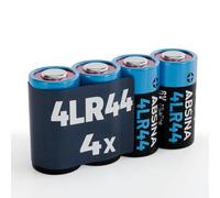 ABSINA Pila 4LR44 alcalina 6 V - baterías 4SR44 | Paquete de 4 pilas 4LR44 antifugas y larga duración - Para collar de perro y mucho más
