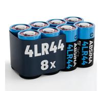 ABSINA Pila 4LR44 alcalina 6 V - baterías 4SR44 | Paquete de 8 pilas 4LR44 antifugas y larga duración - Para collar de perro y mucho más