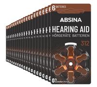 ABSINA Pilas audifonos 312, Film Protector de fácil Agarre, Paquete de 120 | pilas 312 para audifonos marrones - Zinc-aire de 1,45V - PR41 ZL3 P312