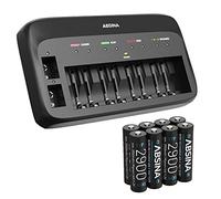 ABSINA X10 Cargador Pilas AA AAA & 9V + 8X AA 2900 Pila - Pilas Recargables Cargador 10-Slots - Cargador Pilas Recargables AA AAA 9V, Cargador de Pilas AA, Cargador AAA, Cargador Pilas Recargables