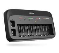 ABSINA X10 Cargador Pilas AA AAA & 9V - Pilas Recargables Cargador 10-Slots - Cargador Pilas Recargables AA AAA 9V, Cargador de Pilas AA, Cargador AAA, Cargador Pilas Recargables AAA