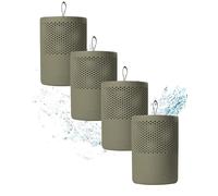 ABSODRY - Deshumidificador sin electricidad hasta - Incluye recambio - De plástico reciclado - Deshumidificador para salón, baño, sótano, apartamento, paquete de 4 (4 verdes)