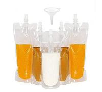 ABSOK 50 beverage bags, transparent smoothie bag container, heavy-duty hand-held leak-proof and sealable beverage bag, 8.4oz for frozen juice beverage bottles, a plastic funnel (250ml)