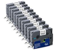 Absonic Paquete de 10 cintas de etiquetas Tz de 9 mm Tz-221 de repuesto para Brother P Touch TZe Tape 3/8 0.35 laminado blanco TZe-221 para Brother Ptouch PT-H110 PT-D210 PT-D220 PT-D200 PT-D400 PT-1180 PT-1880