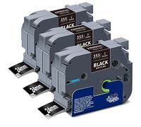 Absonic TZ-355 - Cinta de etiquetas blanca sobre negra de 24 mm, repuesto para Brother TZe-355 de 1 pulgada, cinta negra TZe Tz 0.94, trabajo laminado con Brother P Touch Label Maker PT-D610BT PTD600