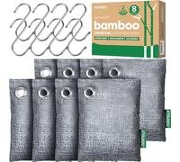 Absorbedor de olores de carbón activado, paquete de 8 ganchos con ganchos, eliminador de olores naturales, bolsas purificadoras de aire de carbón de bambú, absorbentes de humedad para el hogar, coche