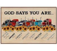 Absorbente Acolchado Duradero Alfombra De Piso Camión Girasol Dios Dice Que Eres Camionero Atrapar Suciedad Alfombra Exterior para Interior Terraza Cocina 40X60Cm