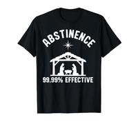 Abstinence 99.99 Percent Effective Nativity Christmas Joke Camiseta gráfica económica, Hombre, Negro, L