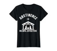 Abstinence 99.99 Percent Effective Nativity Christmas Joke Camiseta gráfica económica, Mujer, Negro, S