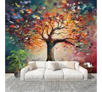 AbstraccióN Arte El áRbol de La Vida Fotomurales 200x140 cm Papel Pintado Tejido No Tejido Fotomural Vistoso Efecto 3D Papel Tapiz Decorativos para Dormitorio Salón TV Pared Murales Póster