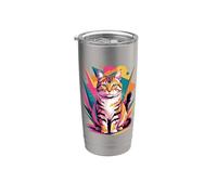 Abstract Art American Bobtail Bobtails Vaso térmico de acero inoxidable de doble pared