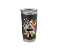 Abstract Art Australian Silky Terrier Sydney Silky Vaso térmico de acero inoxidable de doble pared