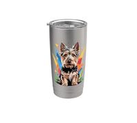 Abstract Art Australian Silky Terrier Sydney Silky Vaso térmico de acero inoxidable de doble pared