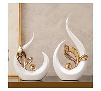 Abstract Art Decorative Sculptures - Ceramics for Living Room Table Decoration - Black Gold and White