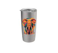 Abstract Art Elefante Elefantes Vaso térmico de acero inoxidable de doble pared