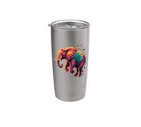 Abstract Art Elefante Elefantes Vaso térmico de acero inoxidable de doble pared