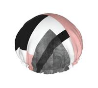 Abstract Art - Gorro de ducha con doble banda elástica impermeable con orejas con volantes, para cocina, a prueba de aceite, se puede reutilizar