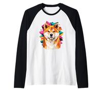 Abstract Art Japanese Akita Inu Camiseta Manga Raglan