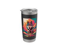 Abstract Art Lobo Lobos Vaso térmico de acero inoxidable de doble pared