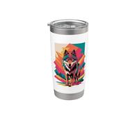 Abstract Art Lobo Lobos Vaso térmico de acero inoxidable de doble pared