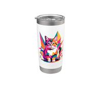 Abstract Art Munchkin Cat Munchkins Sausage Cat Vaso térmico de acero inoxidable de doble pared