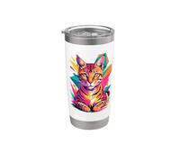Abstract Art Savannah Cat Savannah Cats Vaso térmico de acero inoxidable de doble pared