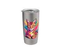Abstract Art Savannah Cat Savannah Cats Vaso térmico de acero inoxidable de doble pared