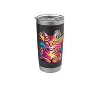Abstract Art Savannah Cat Savannah Cats Vaso térmico de acero inoxidable de doble pared