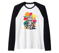 Abstract Art Scottish Fold Cat Scottish Folds Coupari Camiseta Manga Raglan