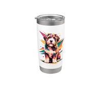 Abstract Art Spanish Water Dog Vaso térmico de acero inoxidable de doble pared