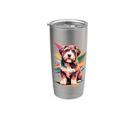 Abstract Art Spanish Water Dog Vaso térmico de acero inoxidable de doble pared