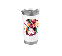 Abstract Art Staffordshire Bull Terrier Staffy Terriers Vaso térmico de acero inoxidable de doble pared