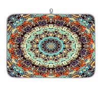 Abstract Art - Tapete de microfibra para secar platos, mandala étnico, absorbente, escurridor de platos, para cuchara de cocina, plato de cristal, 40,6 x 45,7 cm